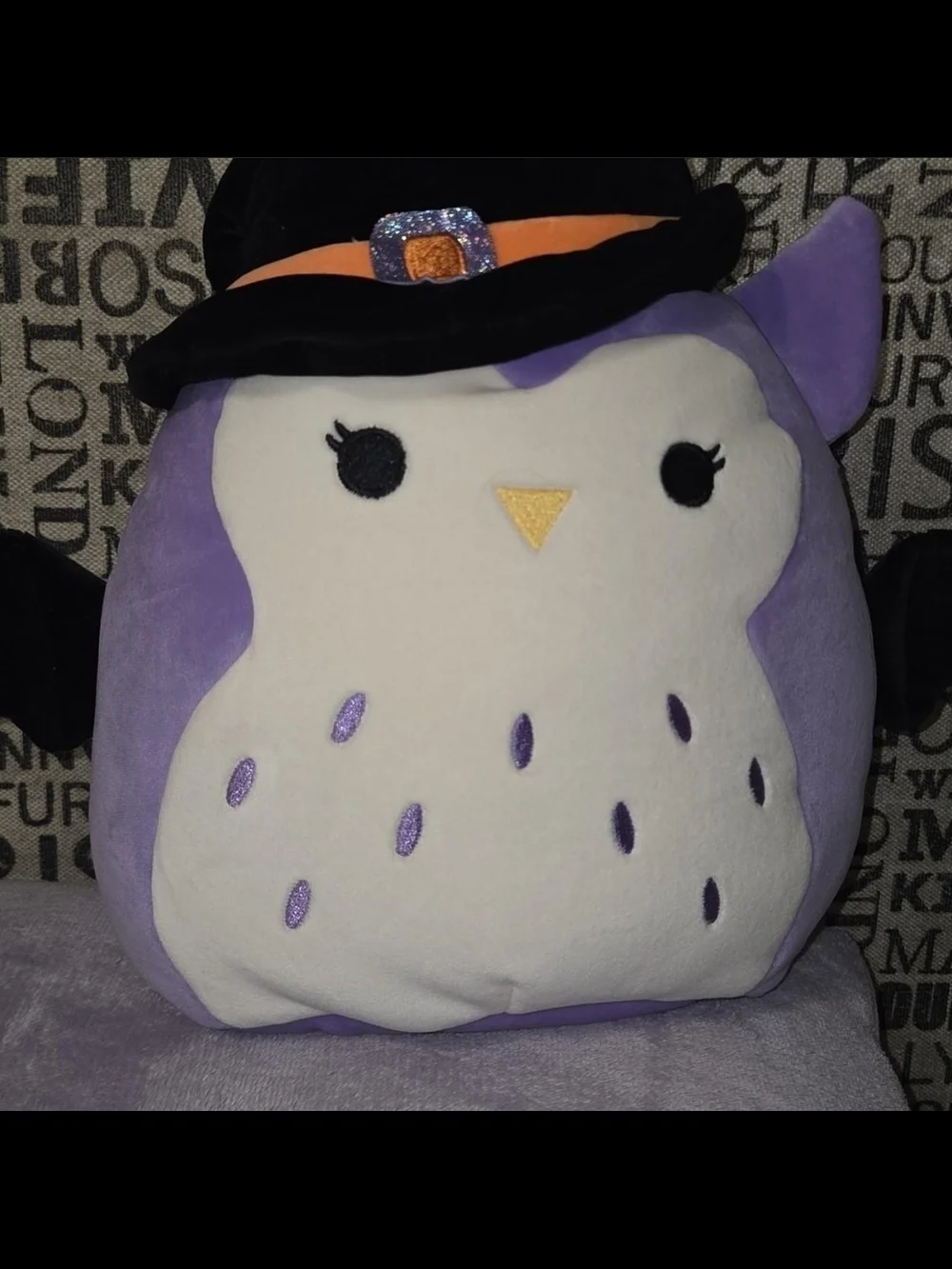 Squishmallows Halloween Treat Pail White Owl (Holly) with Black Halloween Hat